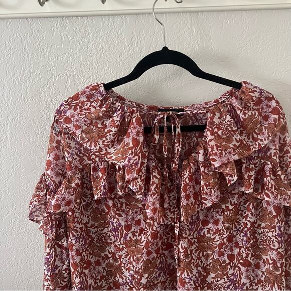 J. Crew Ruffle Crinkle Chiffon Top in Fête Floral - Picture 5 of 8
